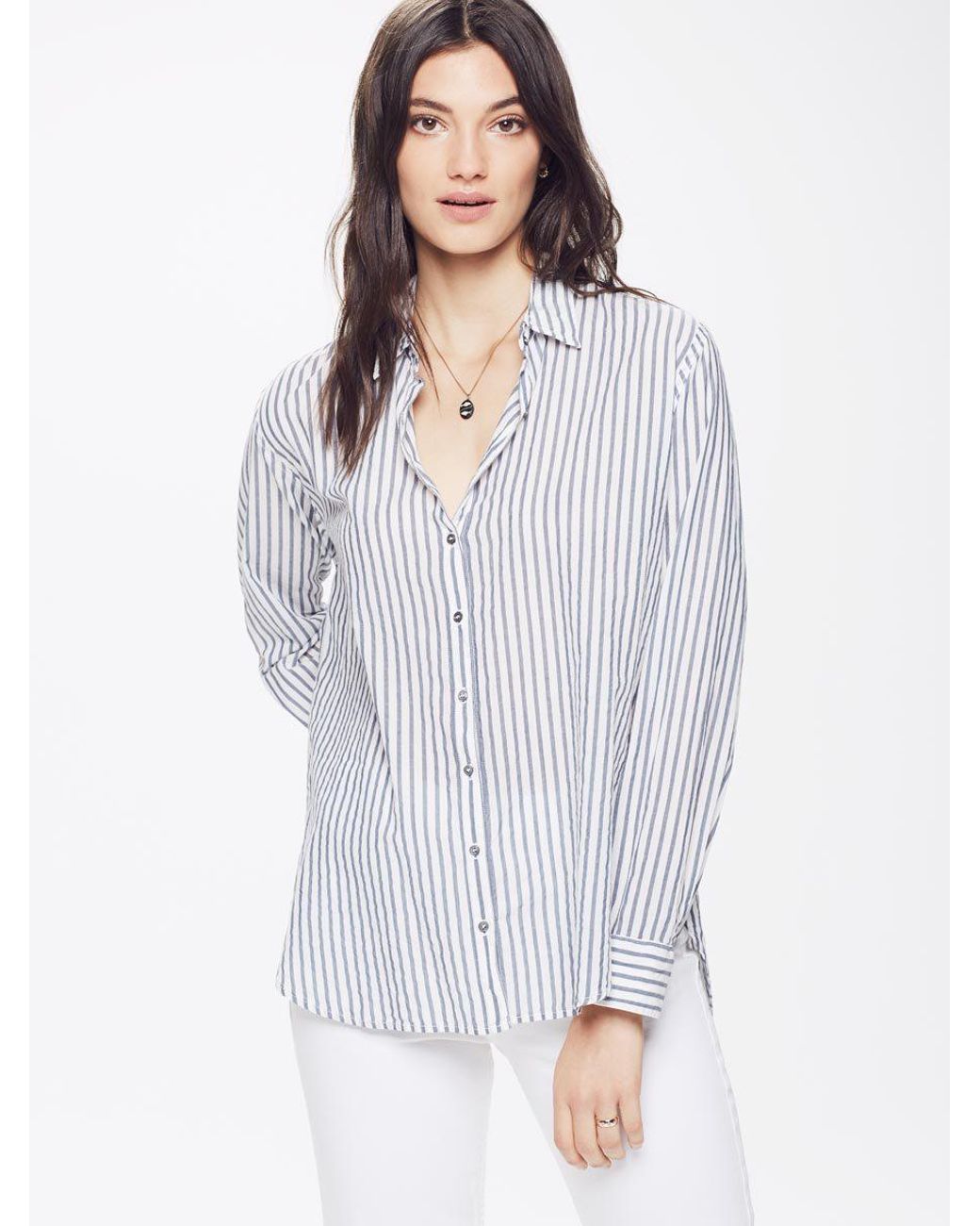 Xirena Beau Cotton Stripe Shirt Blue | Lyst