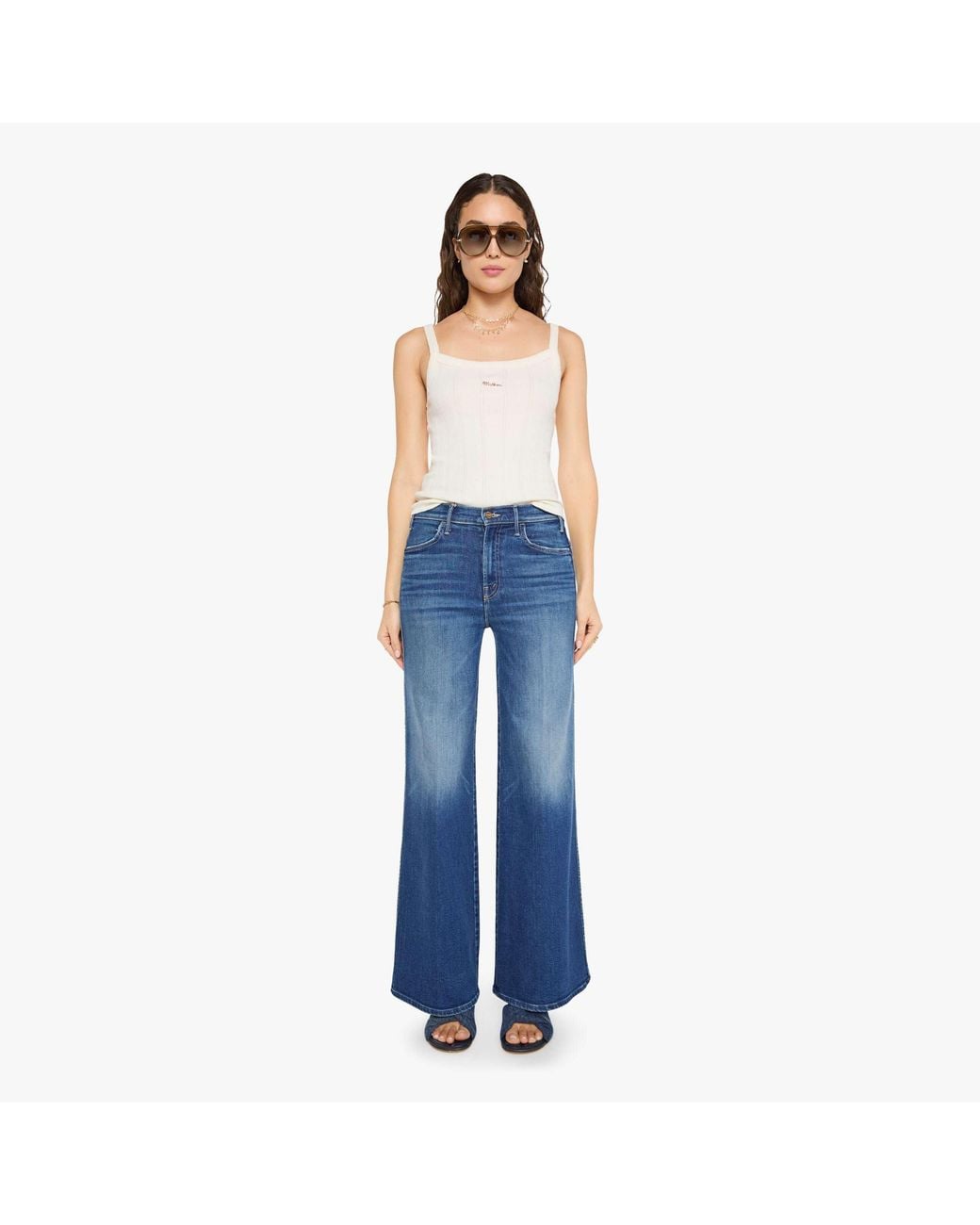 Mother Blue The Hustler Roller Double Sneak Wild Goose Chase Jeans