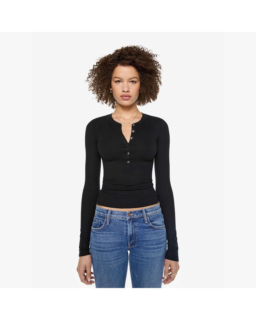 ÉTERNE Black Long Sleeve Henley Top