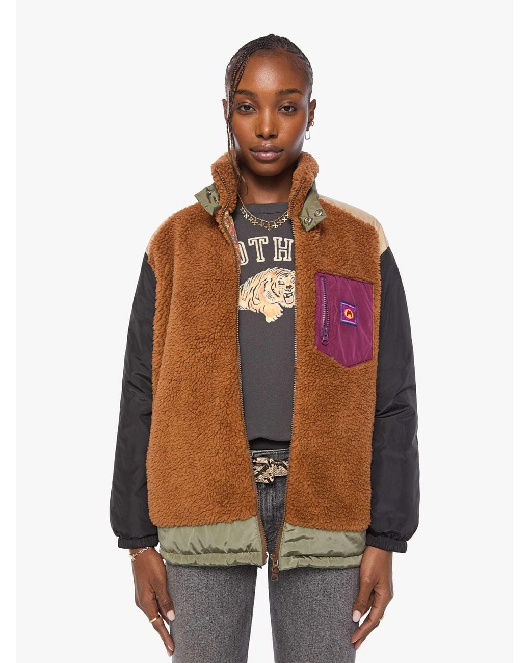 Mother Brown The Teddy Zip Caramel Cafe Jacket