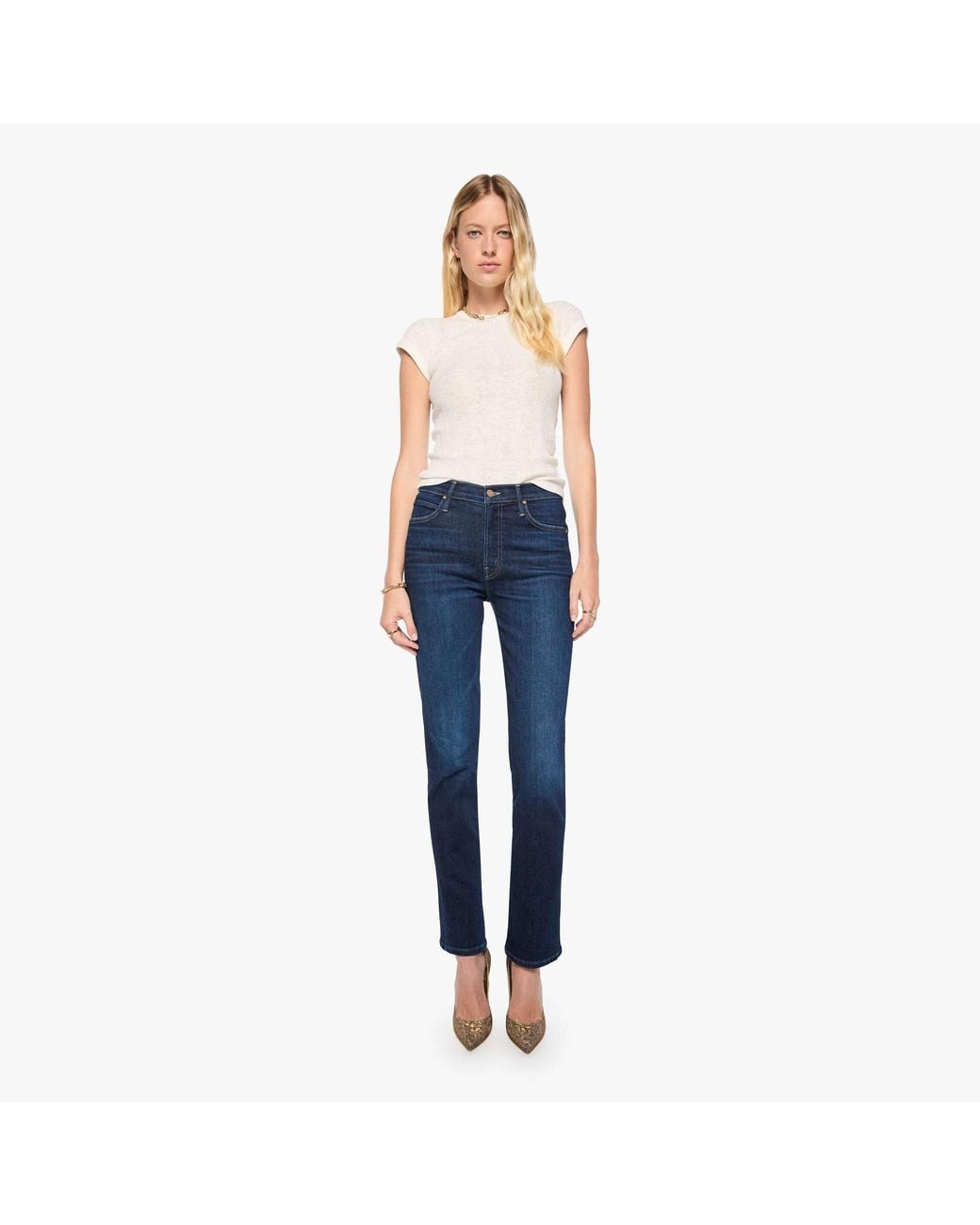 Mother Blue The Rascal Skimp Hard Stop Honey Jeans