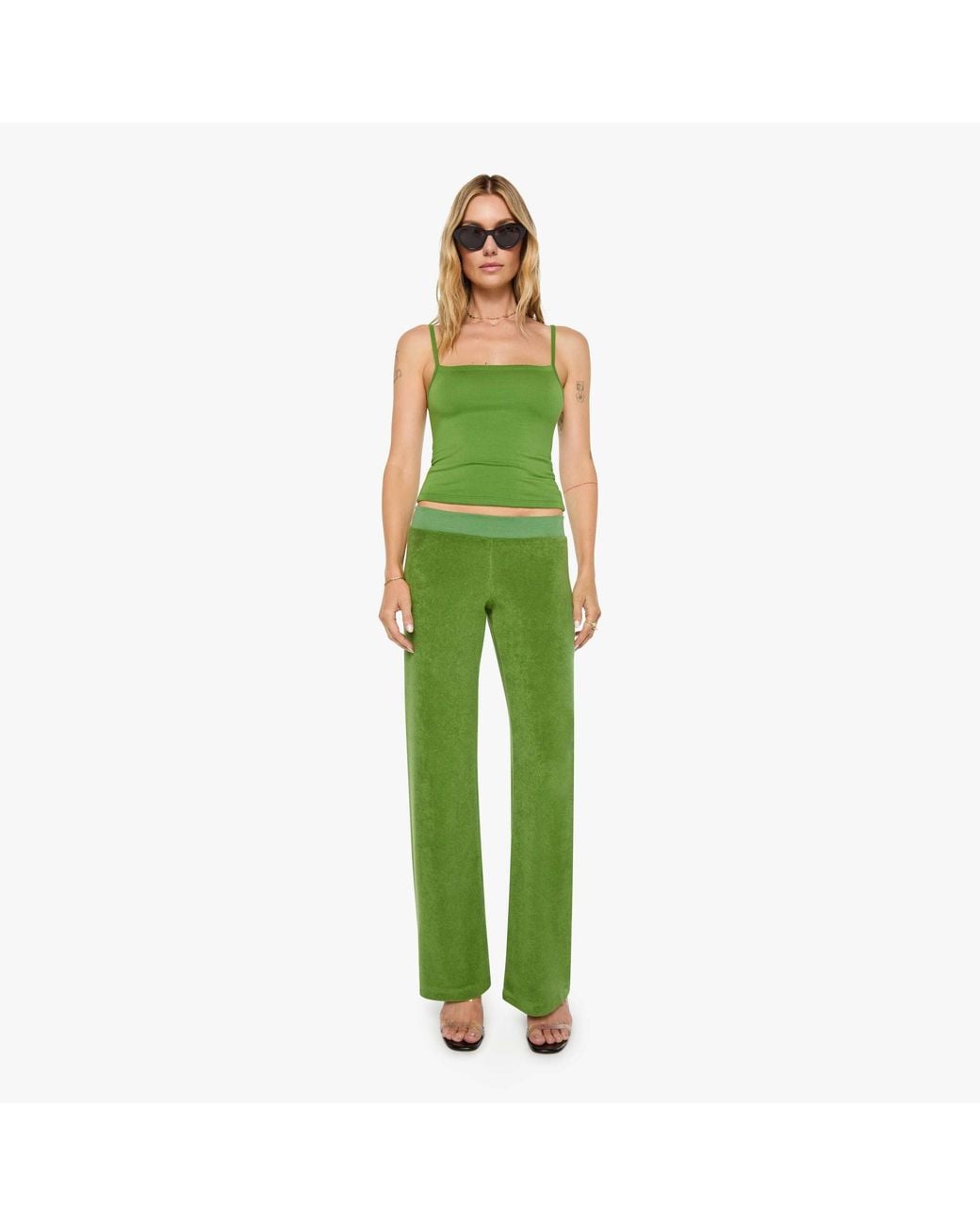 ÉTERNE Green Low Rise Lounge Pants Fern