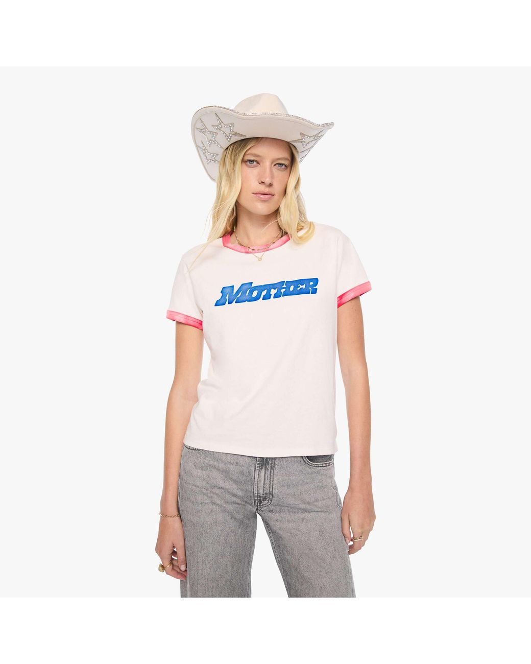 Mother White The Lil Goodie Ringer Flock T-Shirt