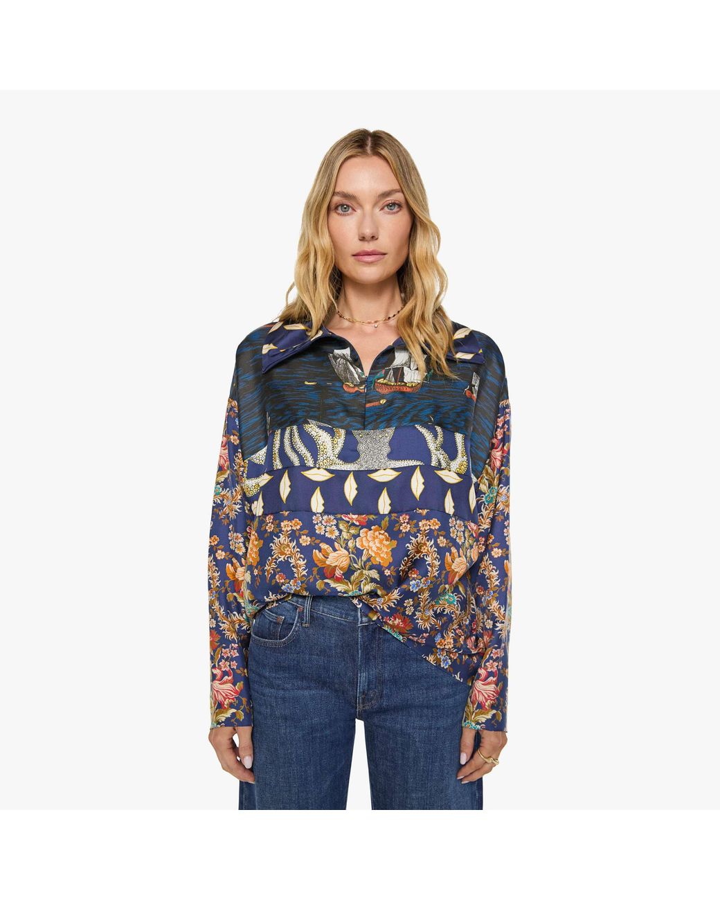 La Prestic Ouiston Blue Sweater Zippe Shirt Caravelle
