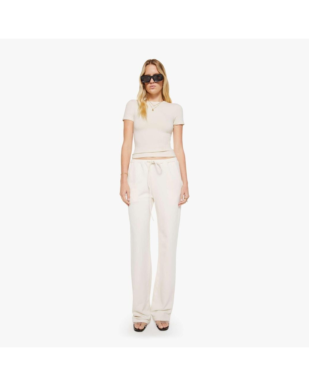 SPRWMN White Straight Leg Sweatpants Cream