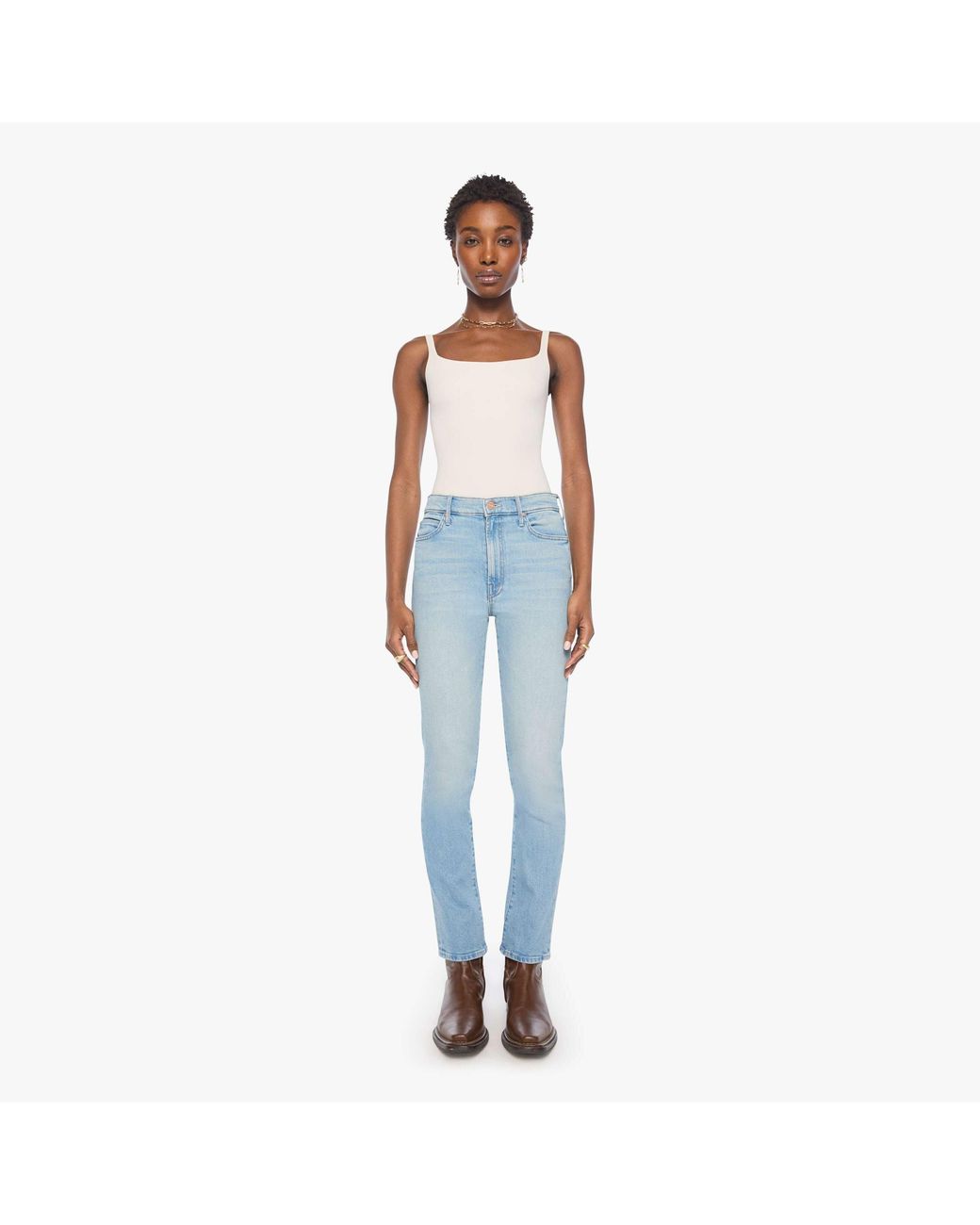 Mother Blue High Waisted Rascal Hover Mine Jeans