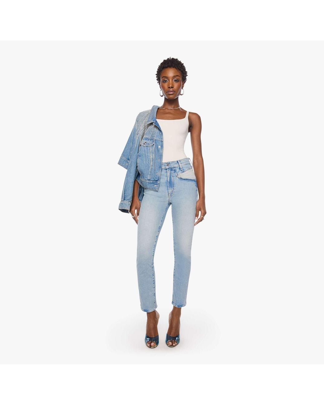 Mother Blue High Waisted X-Wing Dazzler Hover Dancercise Jeans