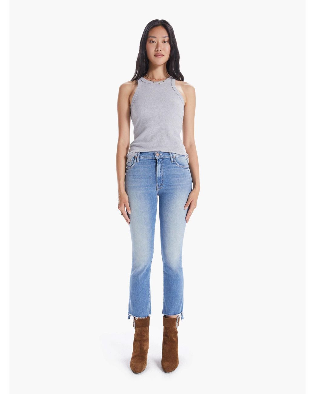 Mother The Insider Crop Step Fray in Blue | Lyst Australia