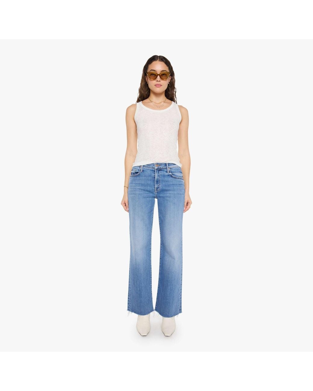 Mother Blue The Mid Rise Maven Skimp Fray Diggin' It Jeans