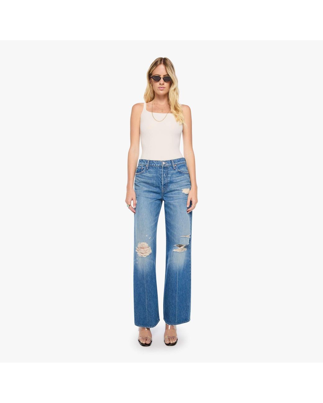 Mother Blue The Rerun Zip Sneak Fyvm Jeans