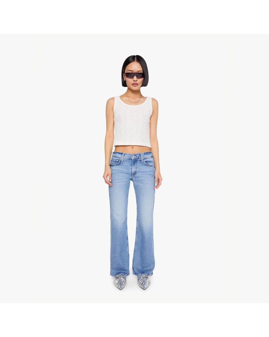 Mother Petites The Lil Jinx Sneak Sow Surreal Jeans in Blue | Lyst