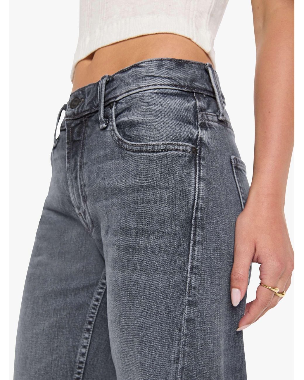 Hard Rise Mother The Bookie Twist Sneak Rock Hard Jeans in Blue | Lyst