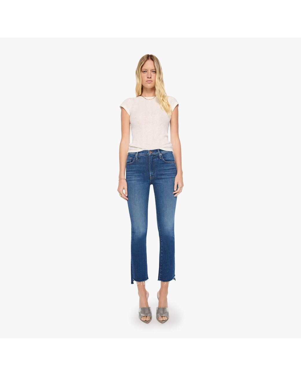 Mother Blue The Insider Ankle Step Fray Cosmic Cowgirl Jeans