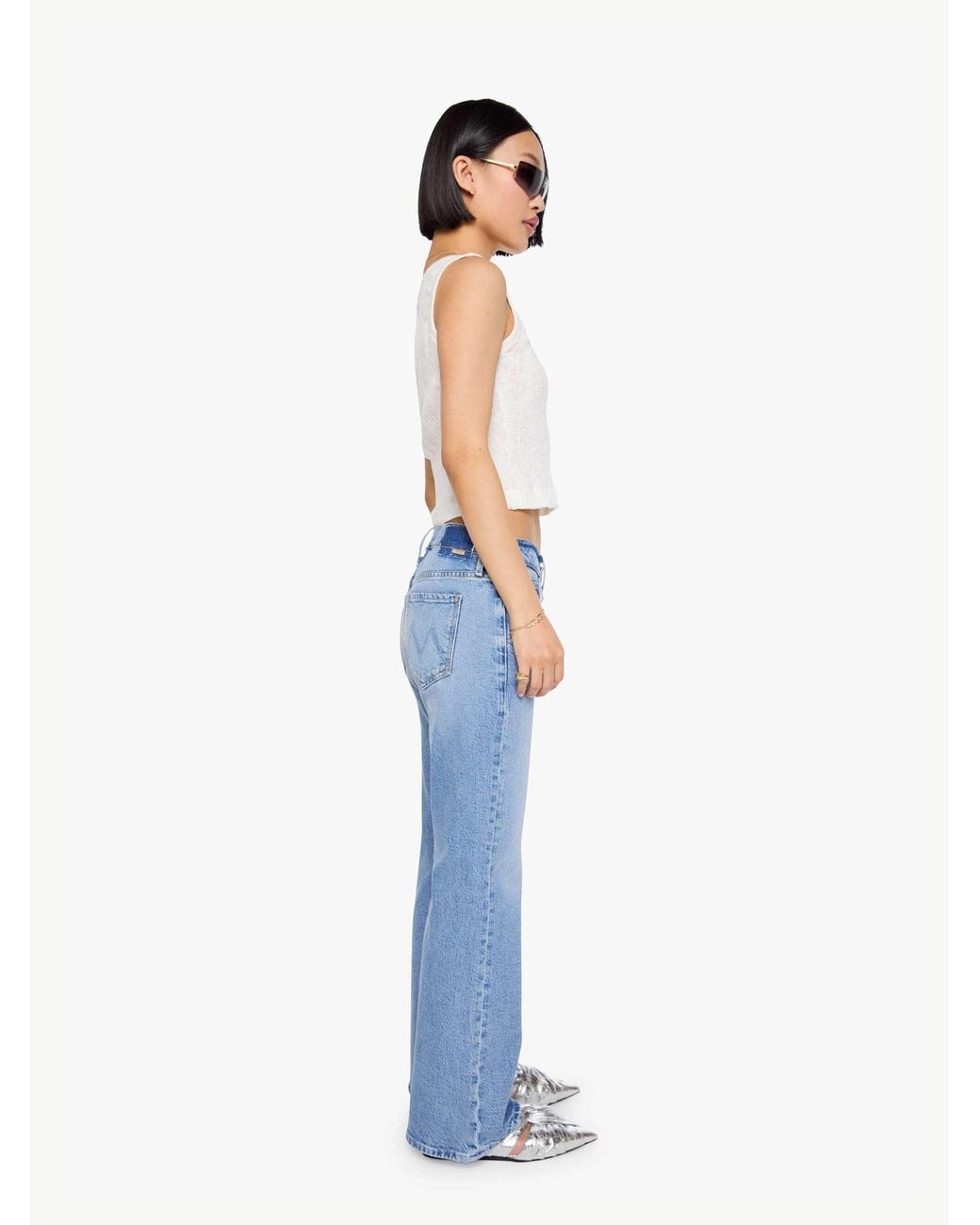 Mother Petites The Lil Jinx Sneak Sow Surreal Jeans in Blue | Lyst