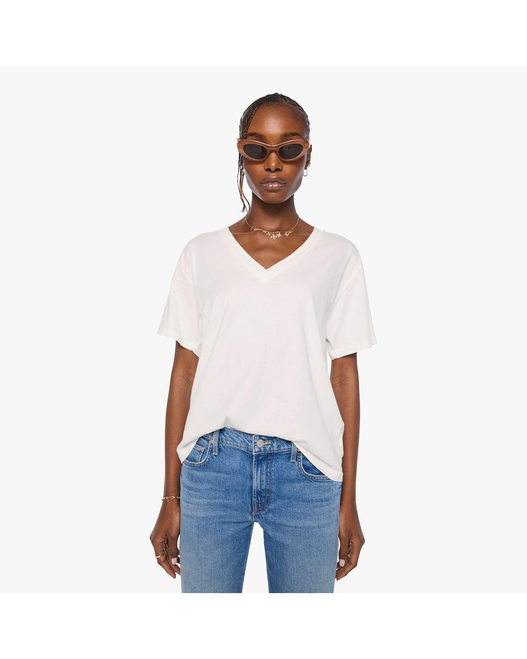 Mother White The Varsity Rowdy Fluff T-Shirt