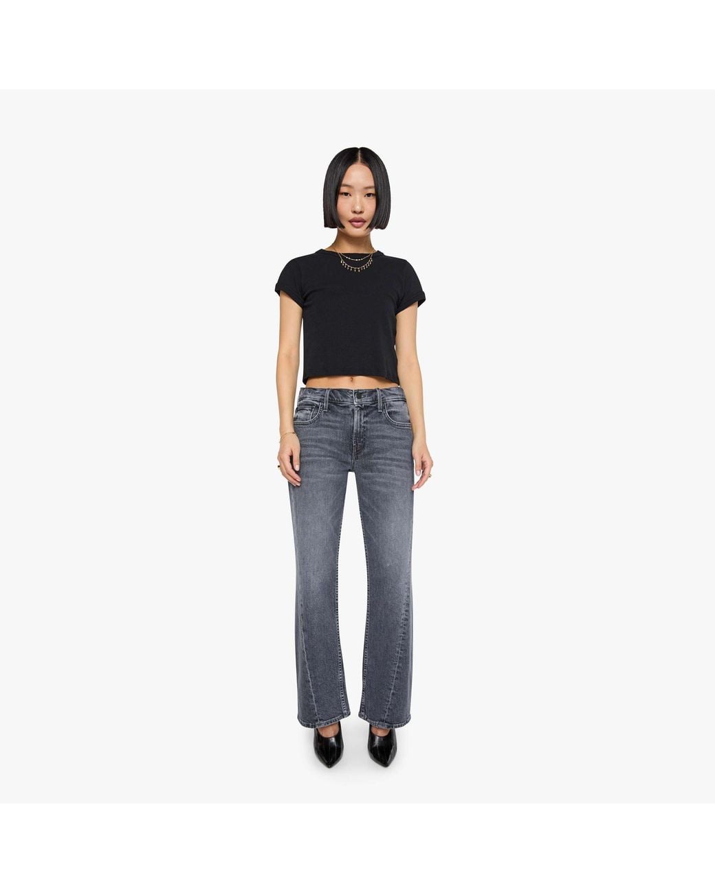 Mother Blue Petites The Lil Bookie Twist Sneak Rock Hard Jeans