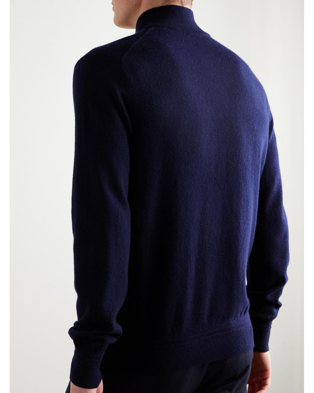 Mr P. Blue James Cashmere Half-Zip Sweater for men