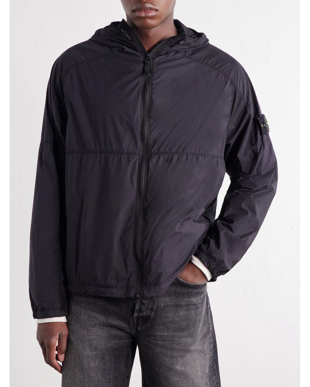 Stone Island Blue Hooded Ultralight Nylon Stretch-Tc Jacket for men