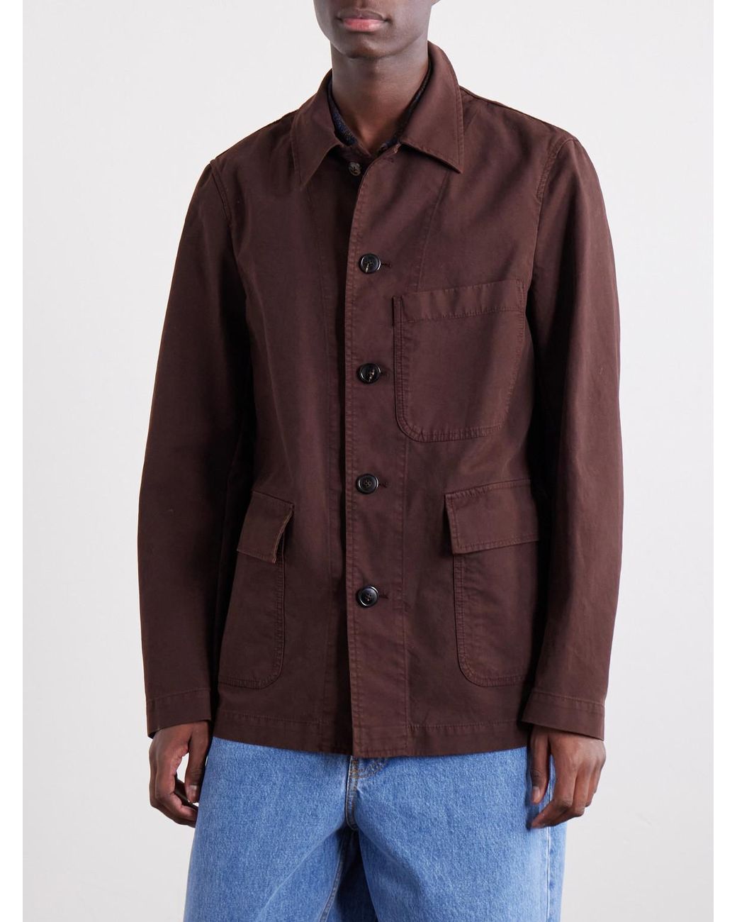 Dries Van Noten Brown Braxton Garment-Dyed Cotton Jacket for men