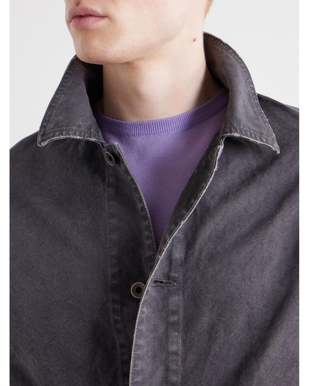 Fullcount Gray Tent Cloth Distressed Denim Chore Jacket for men