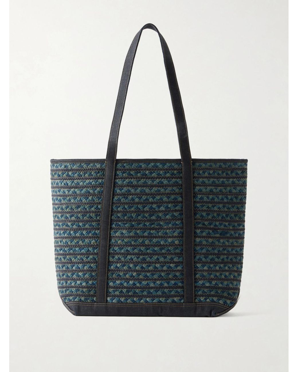 RRL Blue Banks Beach Medium Woven Tote for men