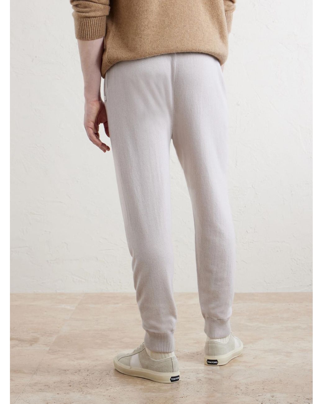 Derek Rose White Finley Cashmere Drawstring Sweatpants for men