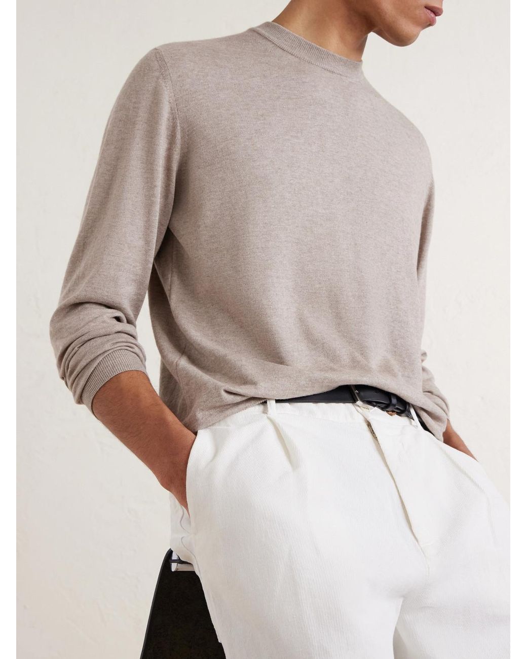 Altea White Cotton And Cashmere-blend Sweater for men