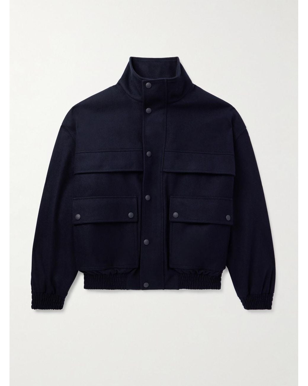 Loro Piana Blue Tristar Wool And Cashmere-Blend Flannel Bomber Jacket for men