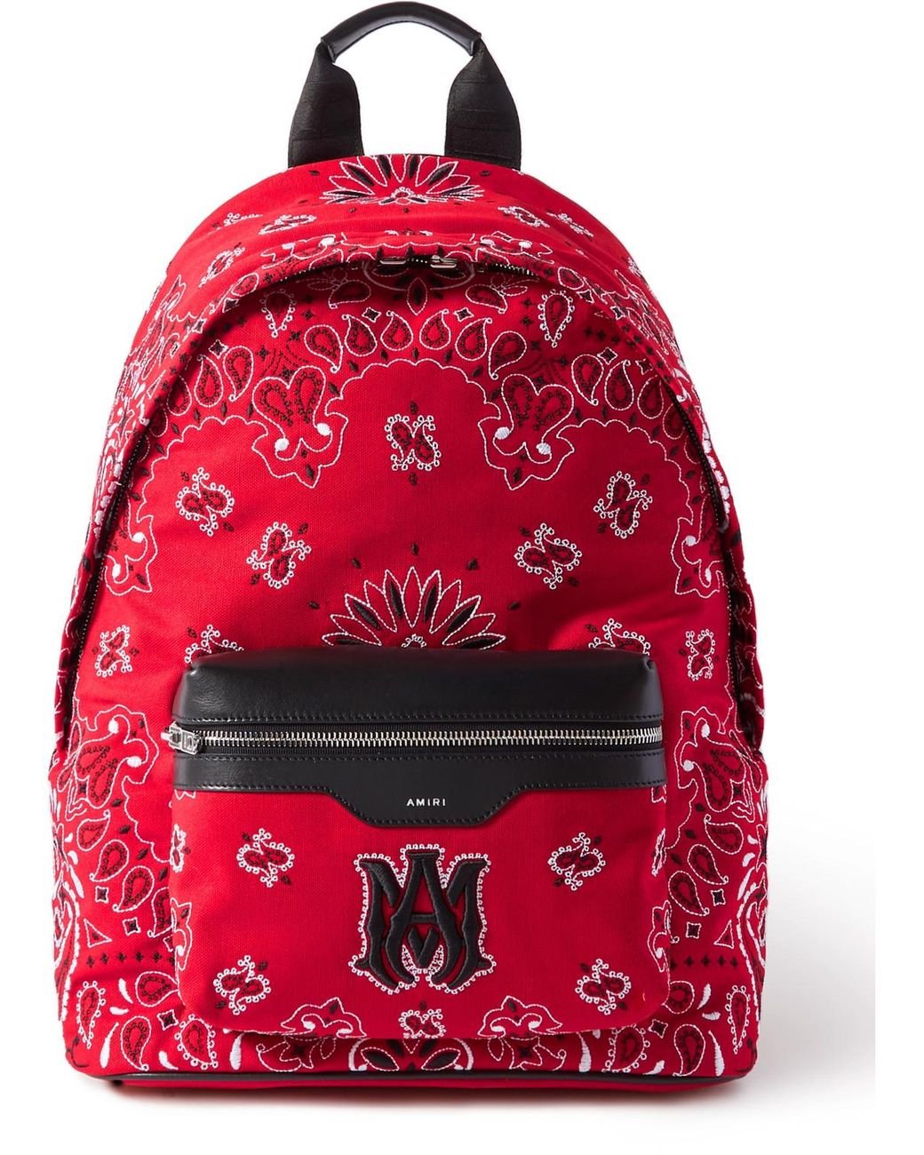 Amiri Leathertrimmed Embroidered Canvas Backpack for Men Lyst