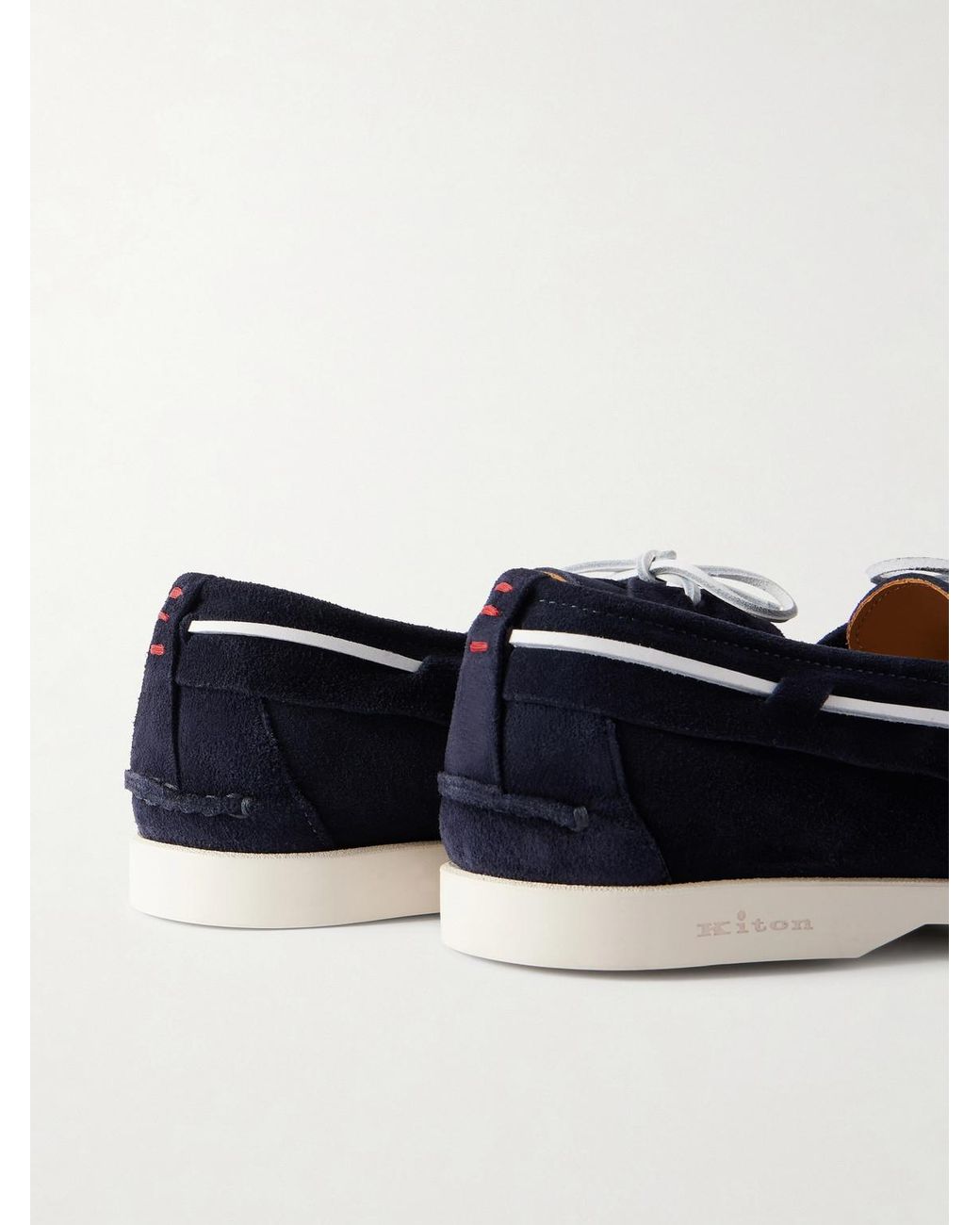 Kiton Blue Suede Boat Shoes for men
