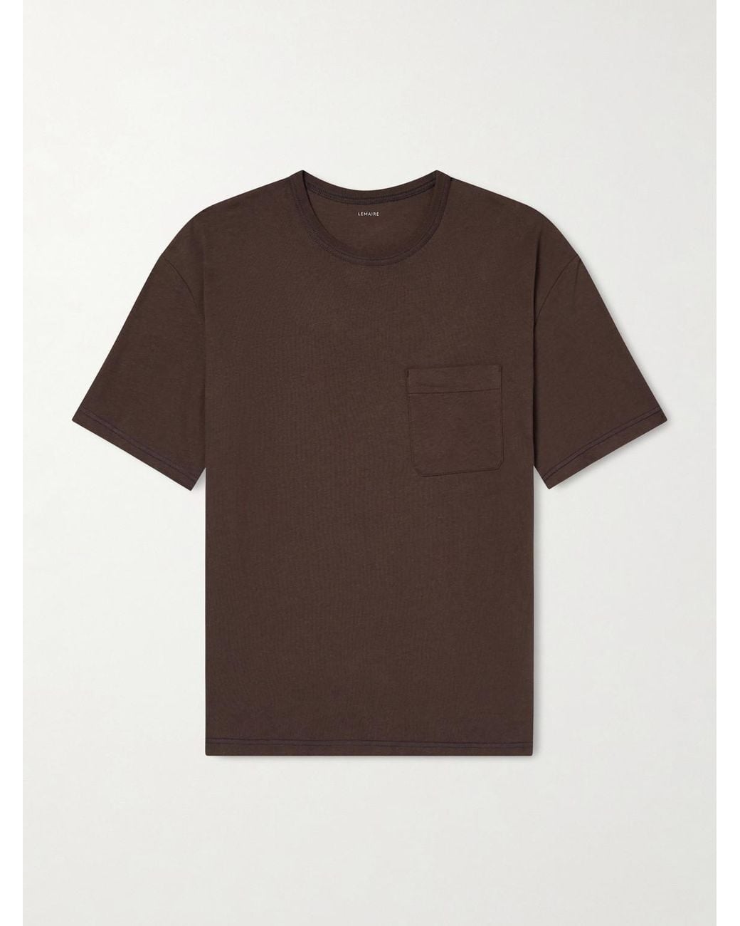 Lemaire Brown Cotton And Linen-Blend Jersey T-Shirt for men