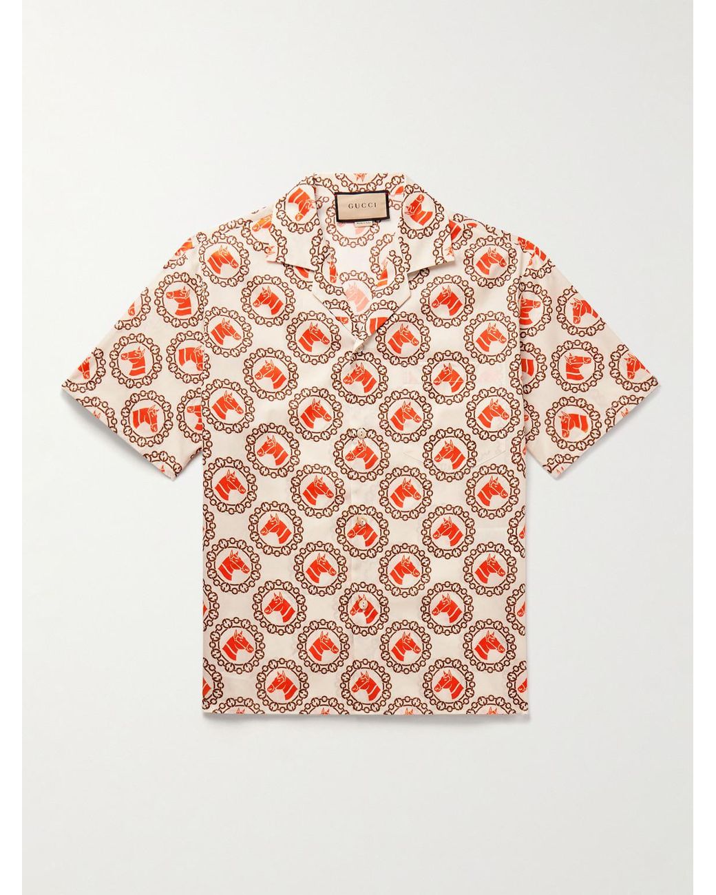 GUCCI Camp-Collar Printed Silk-Twill Shirt for Men