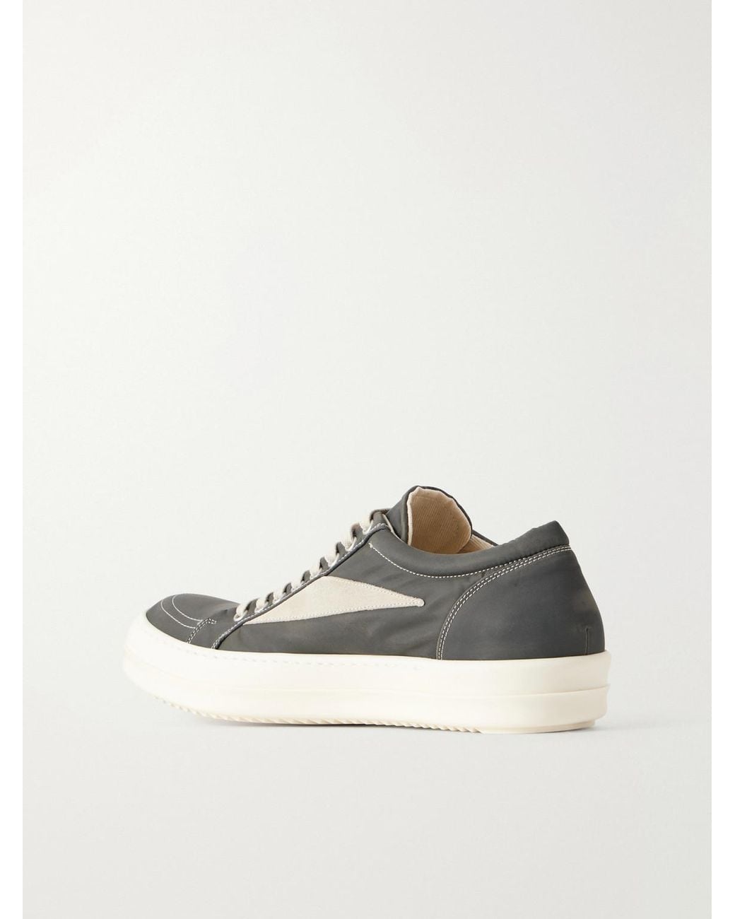 Rick Owens Gray Vintage Suede-Trimmed Denim Sneakers for men