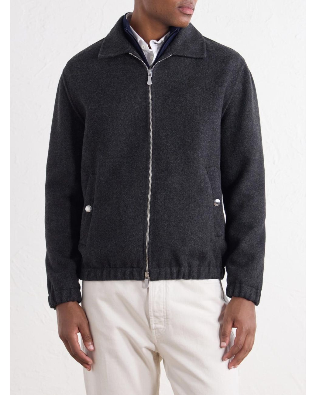 Eleventy Black Wool Bomber Jacket for men