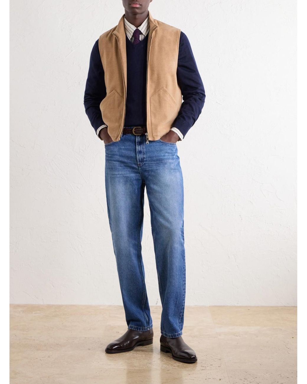 J. Mueser Natural Wool-Felt Gilet for men