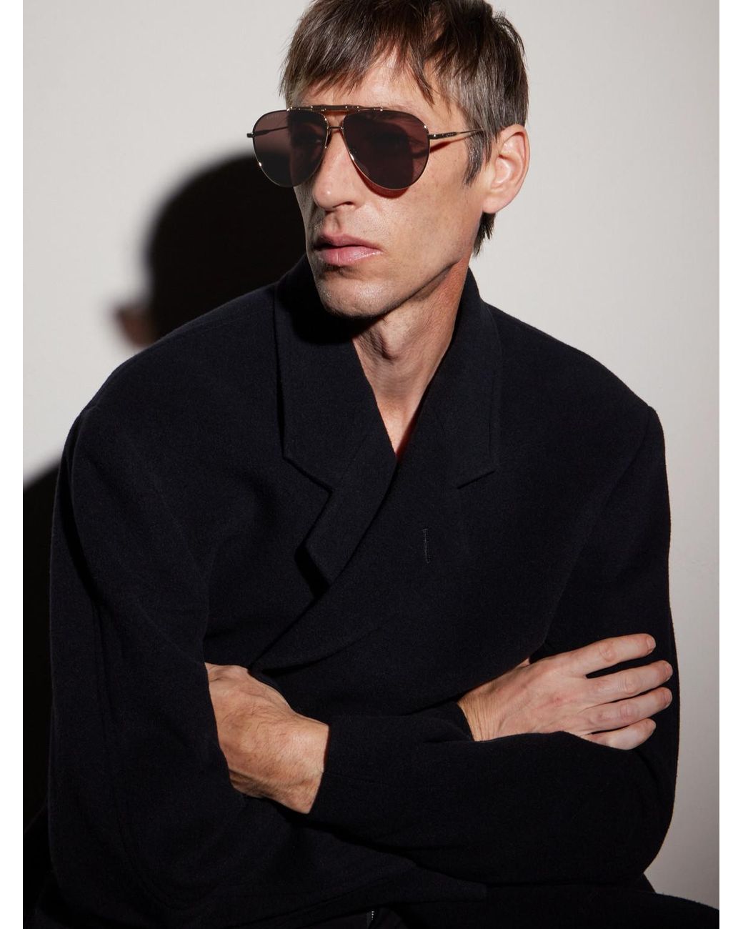Gucci Metallic Bamboo Double-Bridge Aviator-Style-Tone Sunglasses for men