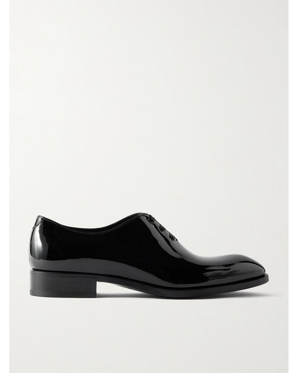 Tom Ford Black Elkan Patent-Leather Oxford Shoes for men