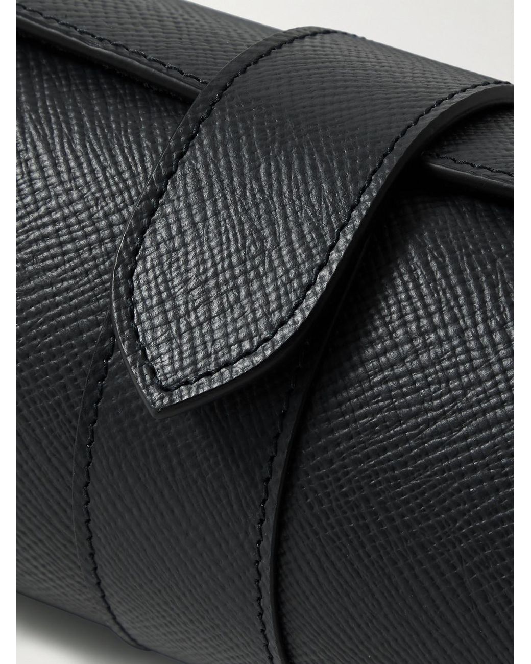 Smythson Black Panama Cross-Grain Leather Watch Roll for men