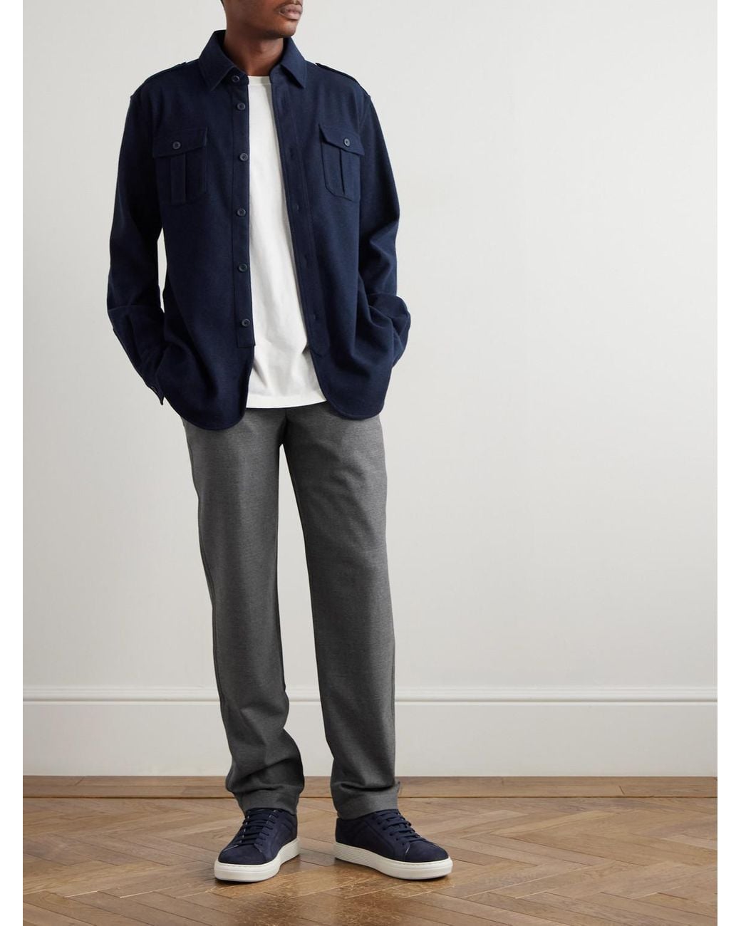 Sease Blue Wool-Blend Shirt for men