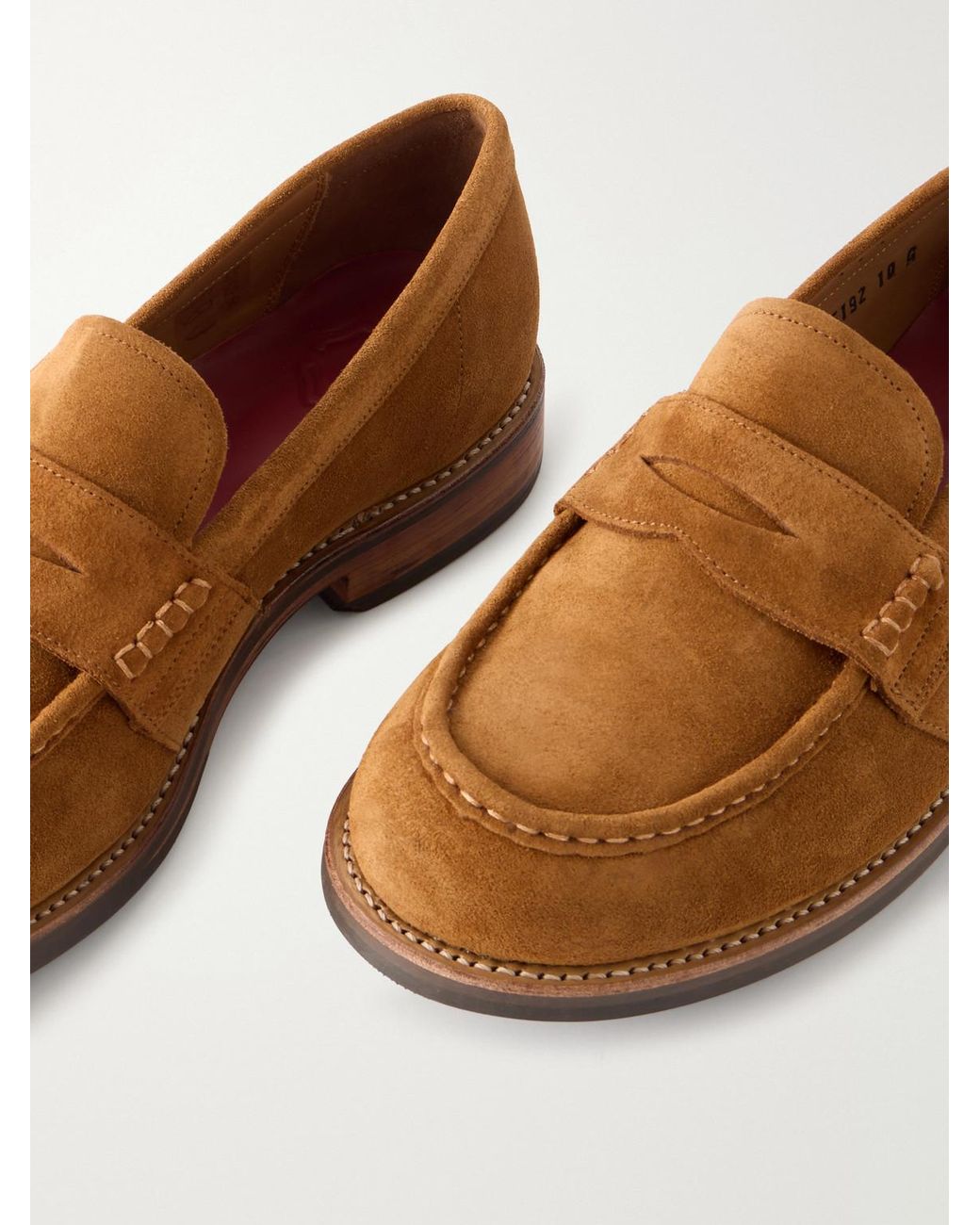GRENSON Brown Nate Suede Penny Loafers for men