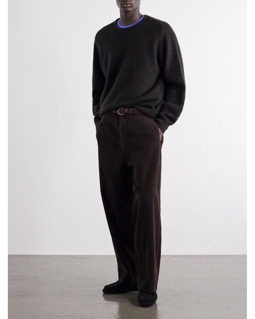 A.PRESSE Black Brushed Cashmere Sweater for men