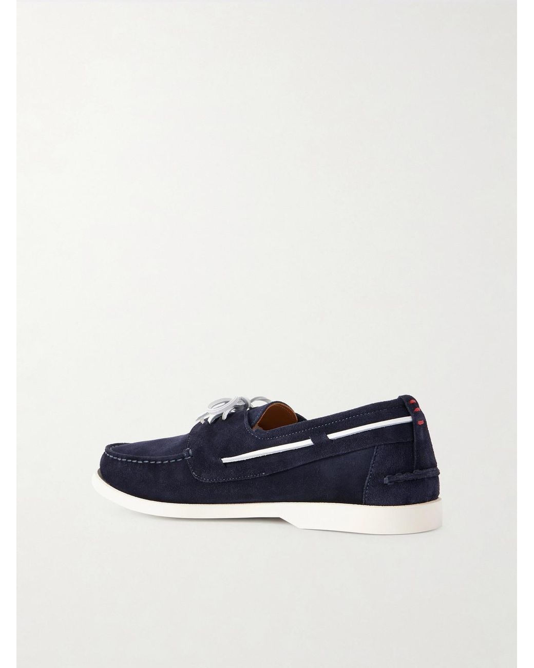 Kiton Blue Suede Boat Shoes for men