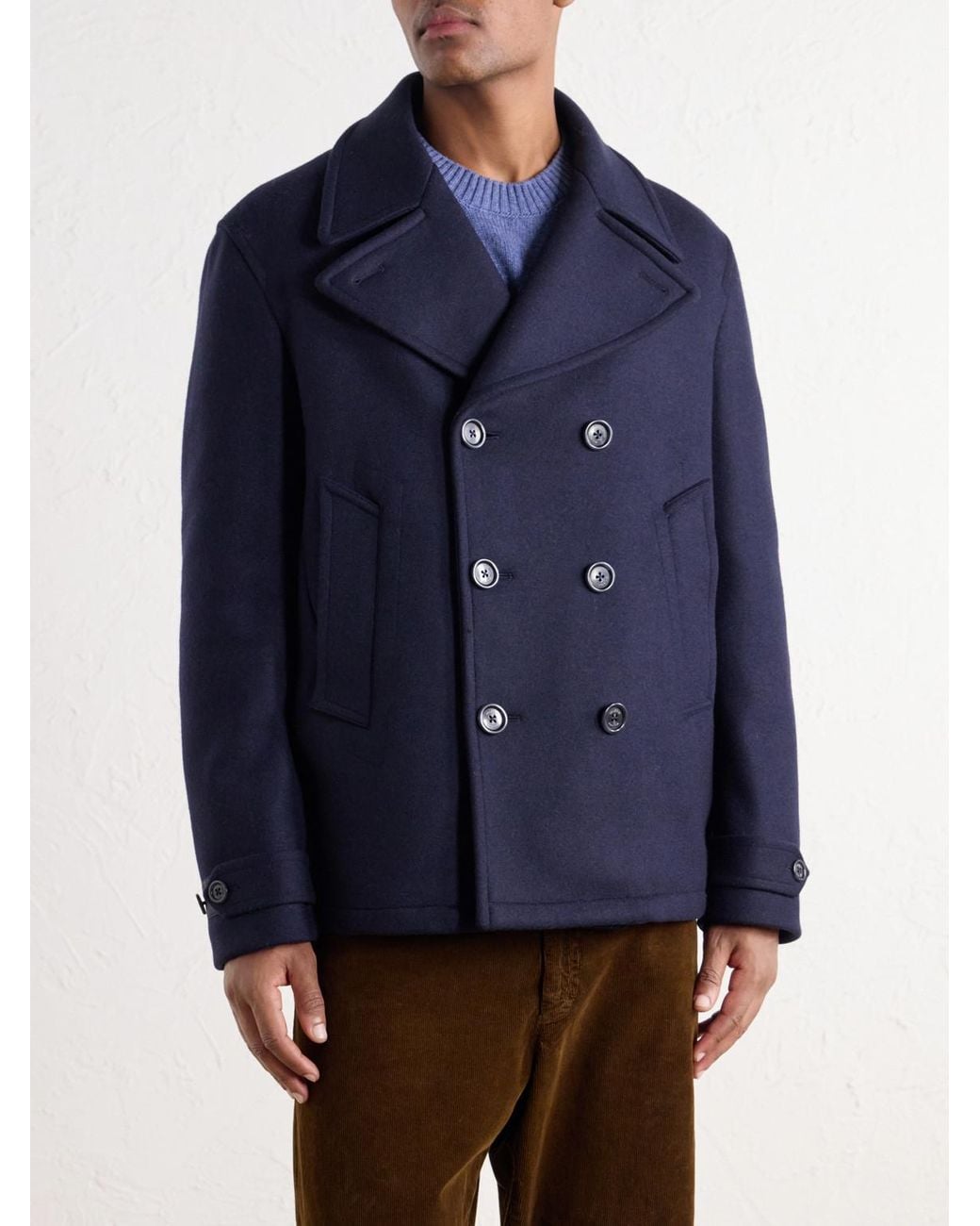 Valstar Blue Ben Padded Wool-Blend Felt Peacoat for men