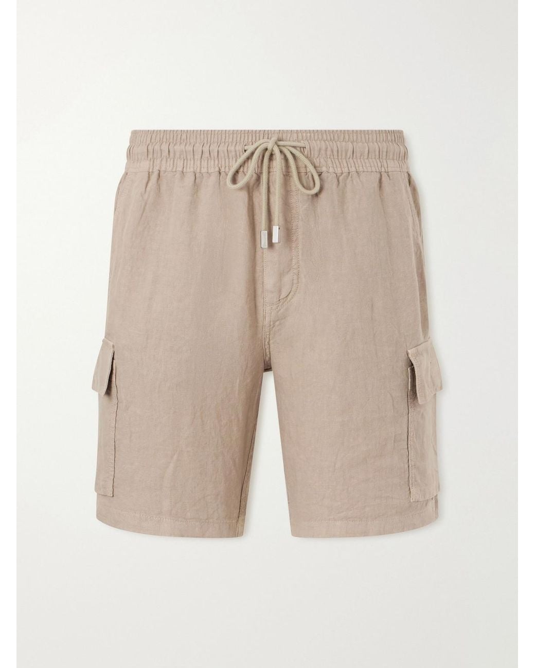 Vilebrequin Natural Baie Straight-Leg Linen Drawstring Cargo Shorts for men