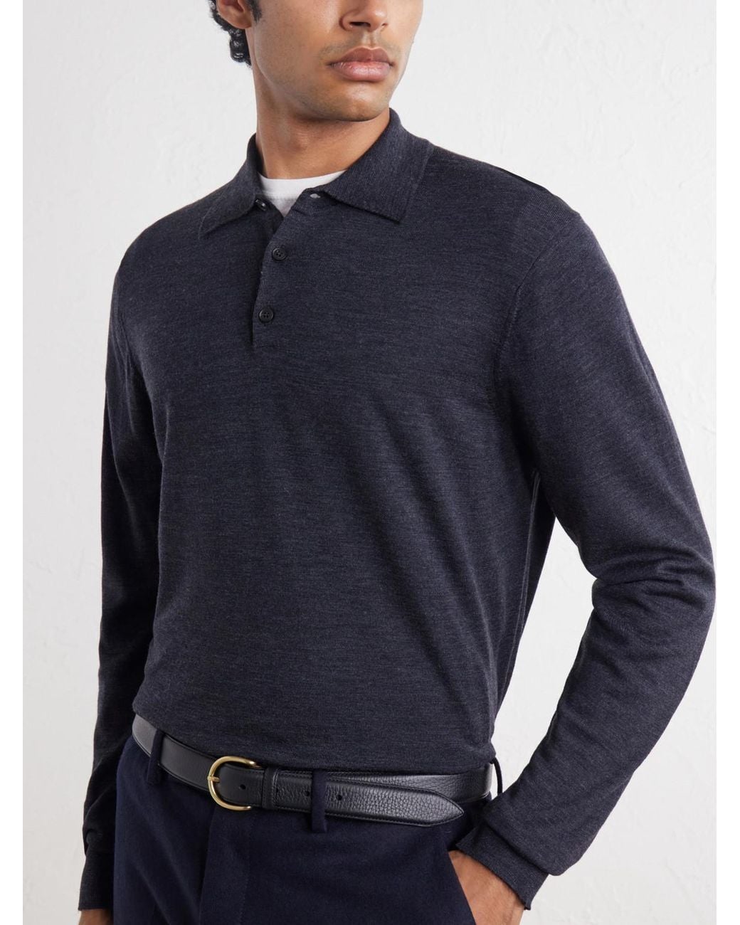 Sunspel Blue Merino Wool Sweater for men