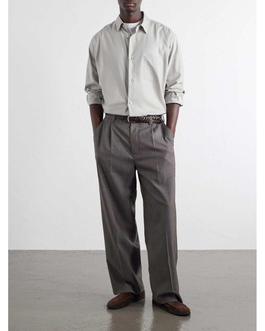 Ssstein White Cotton-Satin Shirt for men