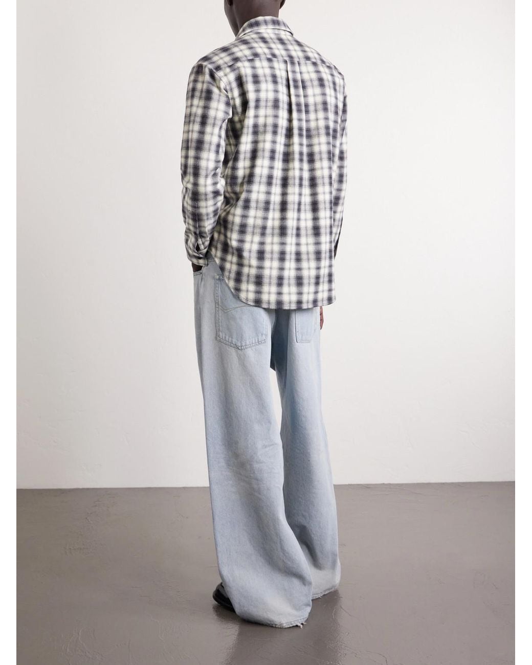Balenciaga White Regular Fit Checked Cotton Shirt for men