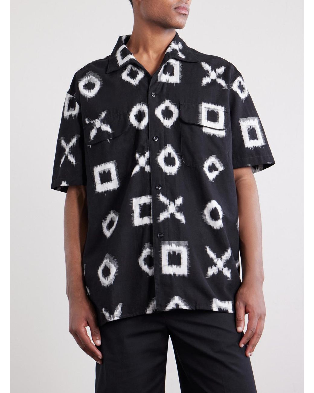 Monitaly Black Milano Cotton-Jacquard Shirt for men