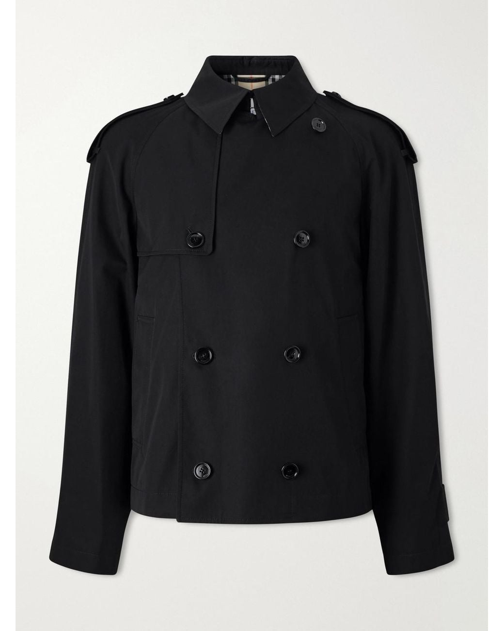 Burberry Black Cropped Cotton-Gabardine Trench Coat for men