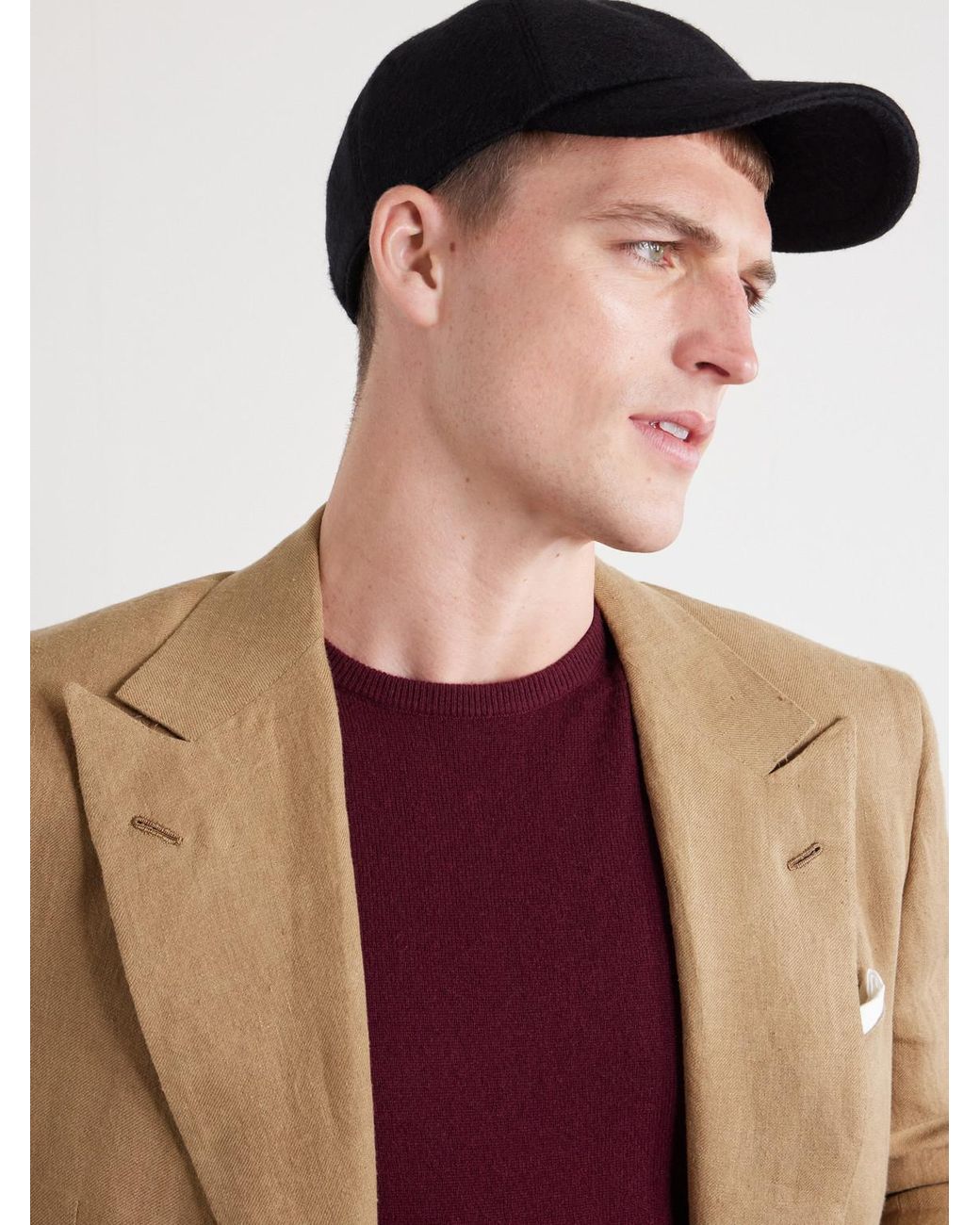 Kiton Blue Logo-Embroidered Cashmere Cap for men